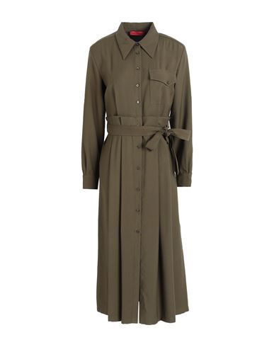 Max & Co . Woman Midi Dress Military Green Size 8 Viscose, Polyester