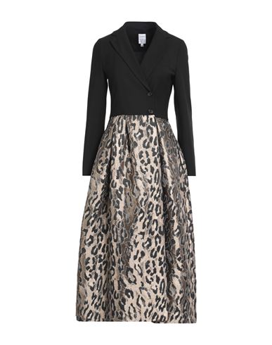 Sara Roka Woman Midi Dress Black Size 6 Polyester, Virgin Wool, Elastane