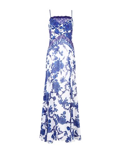 Gai Mattiolo Woman Maxi Dress Blue Size 8 Polyester, Rayon, Lycra In White