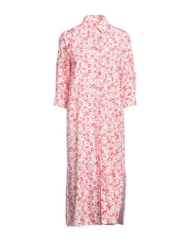 Amina Rubinacci Woman Midi Dress Coral Size 14 Silk, Elastane In Pink