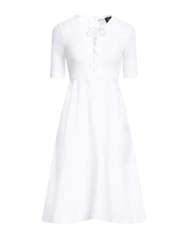 Shop Loewe Woman Midi Dress White Size 8 Linen, Viscose