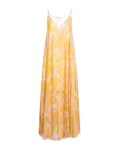 Shop Pucci Woman Maxi Dress Yellow Size 8 Silk