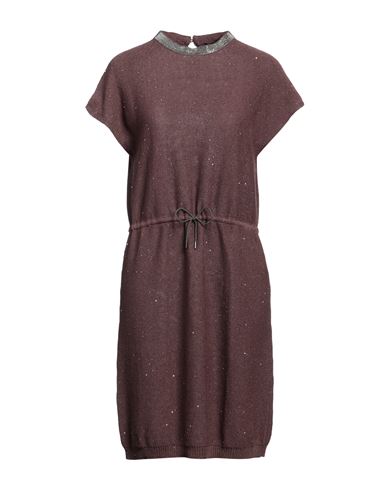Fabiana Filippi Woman Midi Dress Cocoa Size 4 Cotton, Linen, Polyester, Brass In Brown
