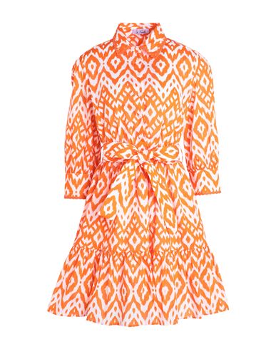 Shop Mc2 Saint Barth Daisi L Woman Mini Dress Orange Size S Cotton