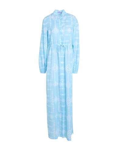 Mc2 Saint Barth Jodie Woman Maxi Dress Sky Blue Size S Cotton
