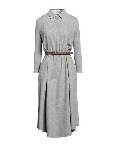 Fabiana Filippi Woman Midi Dress Grey Size 6 Wool, Polyester, Viscose, Polyamide, Elastane