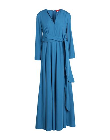 Max & Co . Woman Maxi Dress Azure Size 6 Cotton In Blue