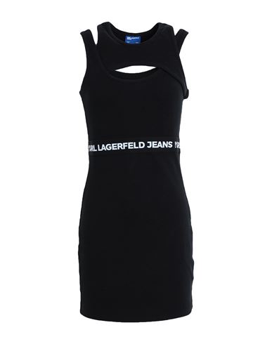 Karl Lagerfeld Jeans Klj Logo Elastic Tank Dress Woman Mini Dress Black Size S Organic Cotton, Elast