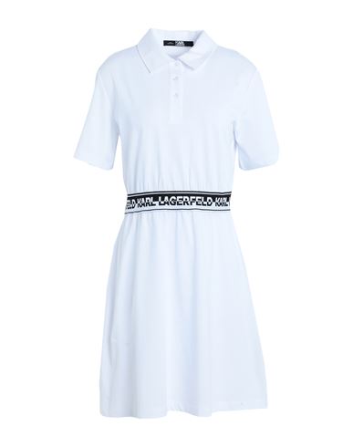 Karl Lagerfeld Logo Tape Shirt Dress Woman Mini Dress White Size L Organic Cotton