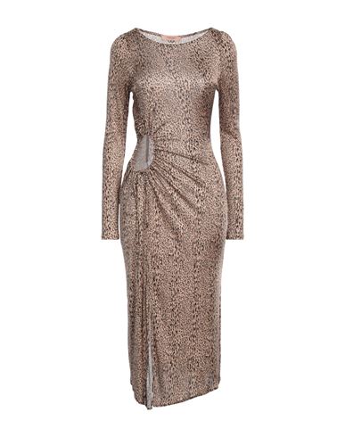 Twinset Woman Midi Dress Beige Size 4 Viscose In Beige