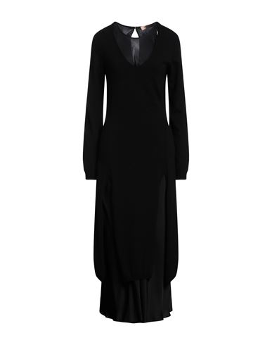 Shop Twinset Woman Midi Dress Black Size M Polyimide, Viscose, Wool, Cashmere