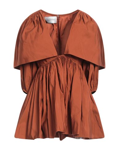 Shop Valentino Garavani Woman Mini Dress Brown Size 10 Cotton, Polyester, Polyamide