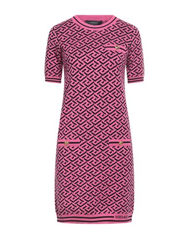 Shop Versace Woman Mini Dress Fuchsia Size 6 Cotton, Viscose, Polyester In Pink