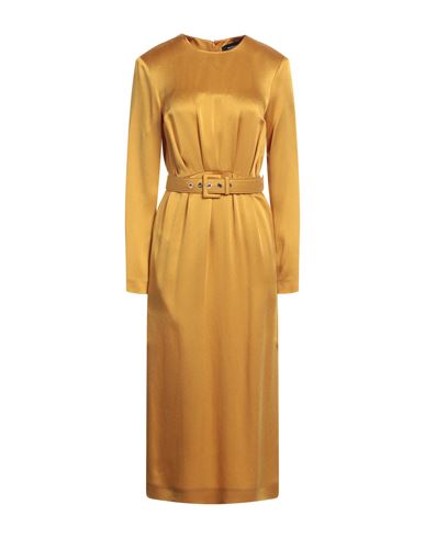 Shop Rochas Woman Midi Dress Ocher Size 6 Acetate, Viscose In Yellow