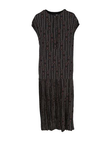 Shop Ferragamo Chain Print Pleated Midi Dress Woman Midi Dress Black Size 8 Silk