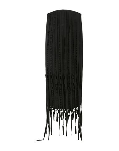 Shop Ferragamo Strapless Tassel Dress Woman Midi Dress Black Size 8 Virgin Wool