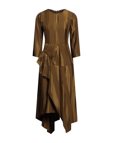 Shop High Woman Midi Dress Khaki Size 6 Rayon, Wool, Elastane In Beige