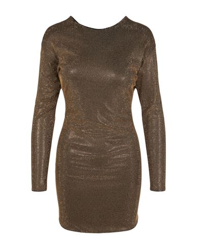 Shop Versace Embroidered Long Sleeve Mini Dress Woman Mini Dress Gold Size 14 Viscose