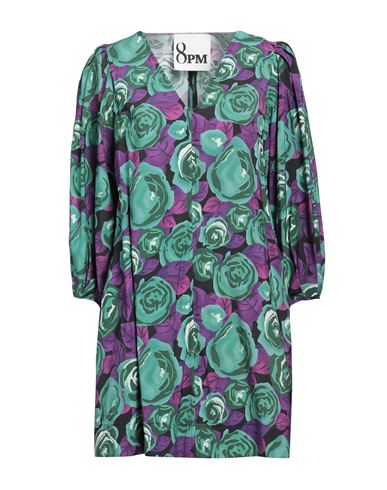 8pm Woman Mini Dress Green Size S Rayon, Polyester In Multi