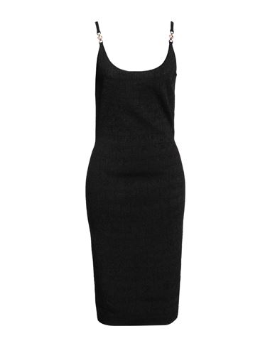 Shop Versace Woman Midi Dress Black Size 10 Viscose, Polyamide, Metallic Polyester, Elastane