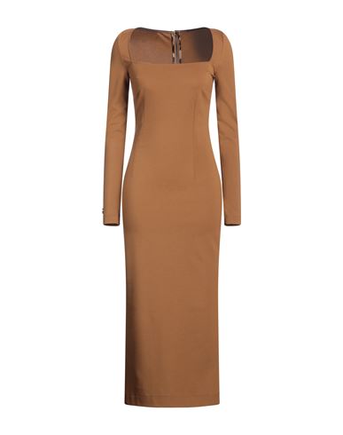Dolce & Gabbana Woman Midi Dress Brown Size 8 Viscose, Polyamide, Elastane