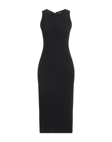 Emporio Armani Woman Midi Dress Black Size 14 Cotton, Polyamide, Elastane In Black