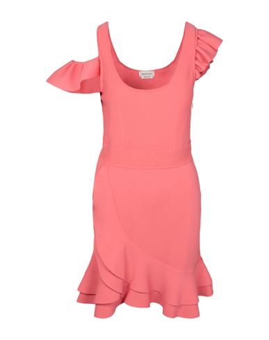 Shop Alexander Mcqueen Compact Knit Mini Ruffle Dress Woman Mini Dress Pink Size S Rayon, Polyamide, Poly