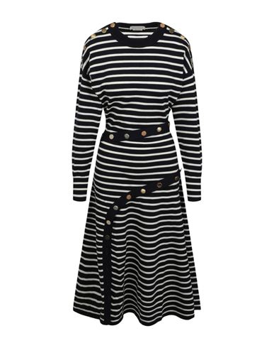 Alexander Mcqueen Mixed Buttons Striped Dress Woman Midi Dress Multicolored Size S Wool, Polyamide, In Fantasy