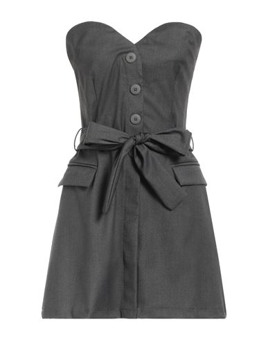 Shop Queguapa Woman Mini Dress Lead Size S Polyester, Viscose, Elastane In Grey