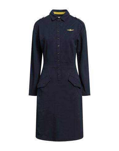 Aeronautica Militare Woman Midi Dress Midnight Blue Size M Cotton, Elastane