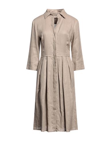 Blanca Vita Woman Midi Dress Dove Grey Size 6 Linen