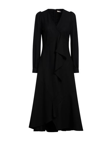 Shop Odeeh Woman Midi Dress Black Size 10 Virgin Wool, Elastane