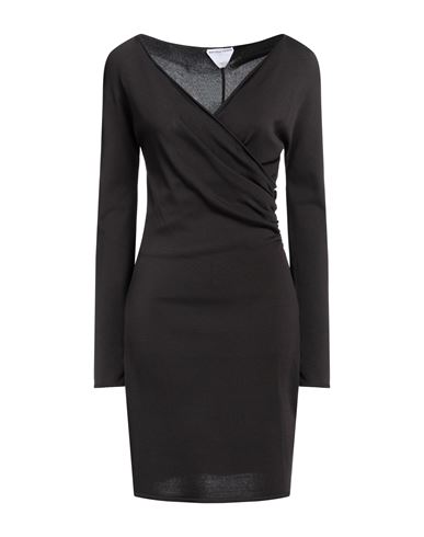 Bottega Veneta Woman Mini Dress Dark Brown Size M Viscose, Polyamide, Elastane In Black