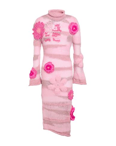 Shop Erl Woman Midi Dress Pink Size S Mohair Wool, Virgin Wool, Synthetic Fibers, Cotton, Wool