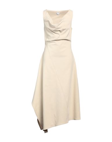 Shop Bottega Veneta Woman Midi Dress Sand Size 6 Cotton, Elastane In Beige