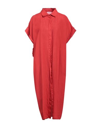 Shop Rossopuro Woman Midi Dress Tomato Red Size Xl Linen