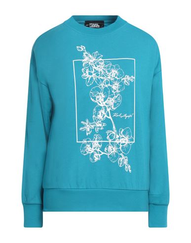 Shop Karl Lagerfeld Woman Sweatshirt Azure Size M Cotton In Blue