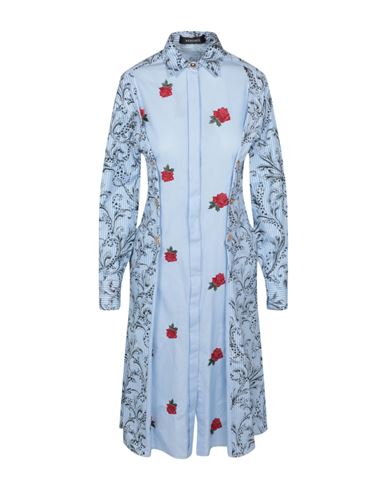 Shop Versace Long Sleeve Collared Dress Woman Midi Dress Blue Size 10 Cotton