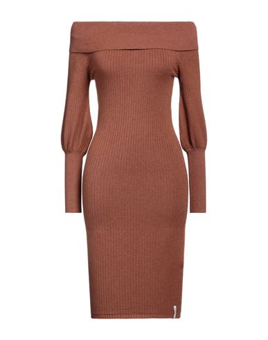 Shop Hinnominate Woman Mini Dress Brown Size Xxs Viscose, Polyester, Polyamide
