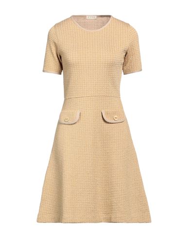 Shop Siyu Woman Mini Dress Sand Size 6 Merino Wool In Beige
