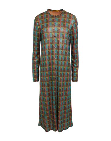 Shop Siyu Woman Midi Dress Emerald Green Size 10 Viscose, Polyamide, Polyester