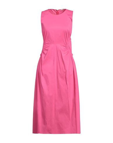 PATRIZIA PEPE PATRIZIA PEPE WOMAN MIDI DRESS FUCHSIA SIZE 6 COTTON, POLYAMIDE, ELASTANE 