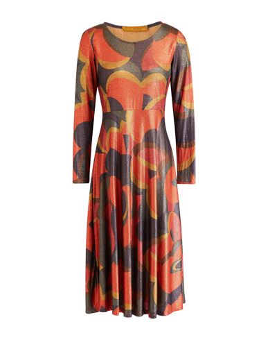 Shop Siyu Woman Midi Dress Orange Size 6 Viscose, Polyamide, Polyester