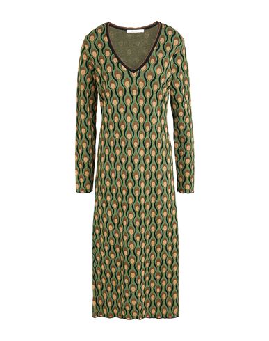Shop Maliparmi Malìparmi Woman Midi Dress Green Size L Viscose, Polyester, Lurex