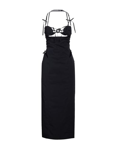 Jacquemus Woman Midi Dress Navy Blue Size 6 Cotton, Elastane In Black
