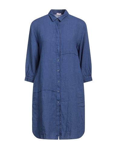 Shop Rossopuro Woman Mini Dress Navy Blue Size S Linen