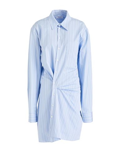 Shop Off-white Woman Mini Dress Light Blue Size 8 Cotton