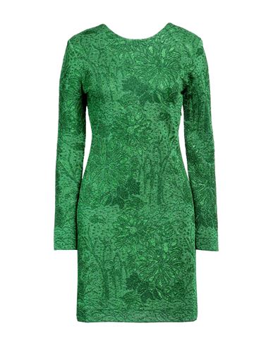 Shop Givenchy Woman Mini Dress Green Size M Viscose, Metallic Polyester, Polyester, Polyamide