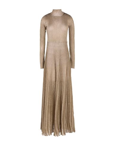 Khaite Woman Maxi Dress Sand Size M Polyester, Metallic Fiber, Polyamide In Gray