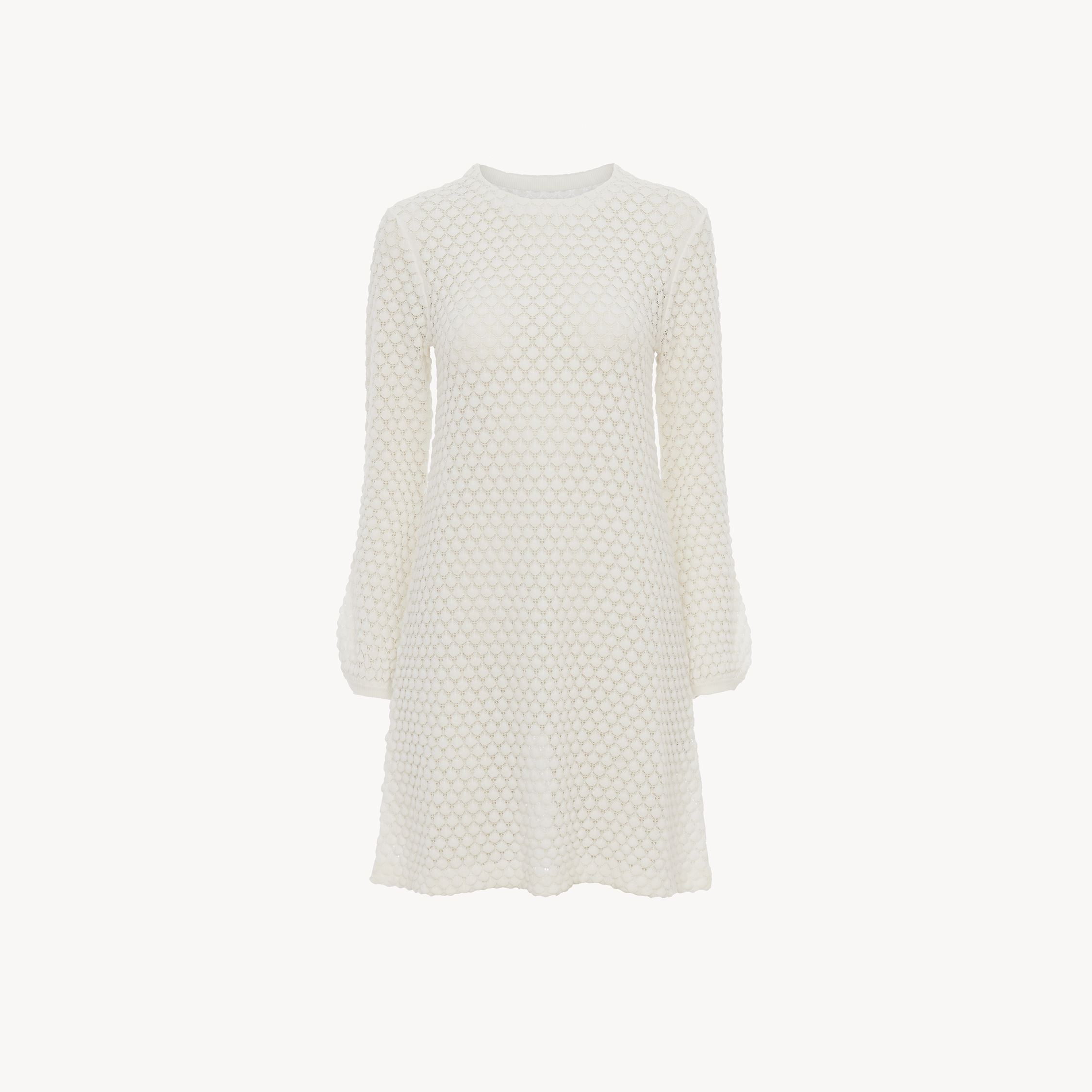 Shop Chloé Mini Robe En Maille Pointelle De Coton Femme Blanc Taille L 100% Coton In White